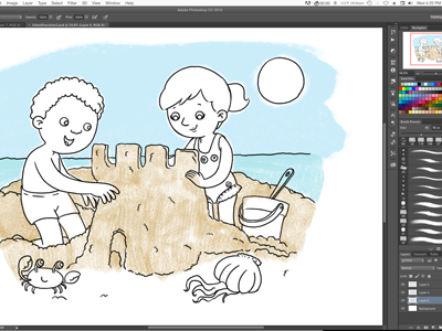 Beach Time childrens illustration screen cap wip