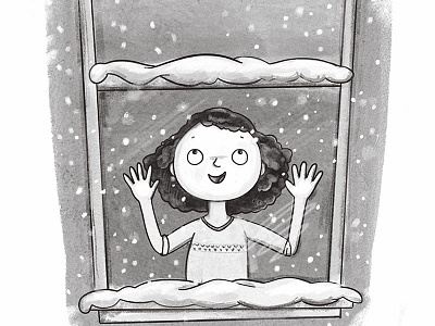 Snow black and white bw childrens illustration cute digital illustration kidlitart sketch