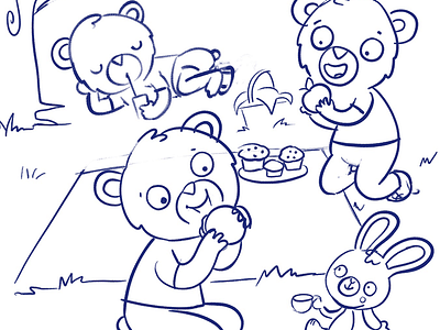 Bear picnic childrens childrens illustration cute digital illustration kidlitart sketch wip