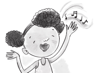 Girl Sing black and white bw childrens childrens illustration digital illustration kidlitart