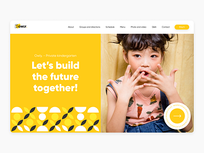 OWLY - Private kindergarten web site/landing page branding child children concept design illustration kindergarten landing logo openforwork page private school ui uiconcept ux