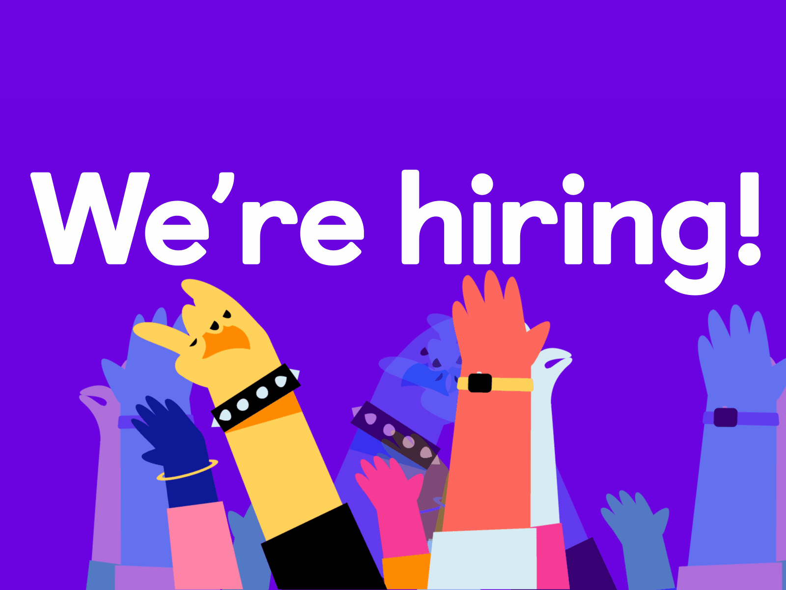 We're hiring! 2d animation app arm chat design hiring icon ios job ui vector
