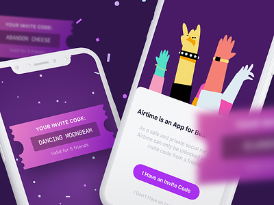 Airtime is invite-only animation chat design flat illustration invite ios social app ui ux