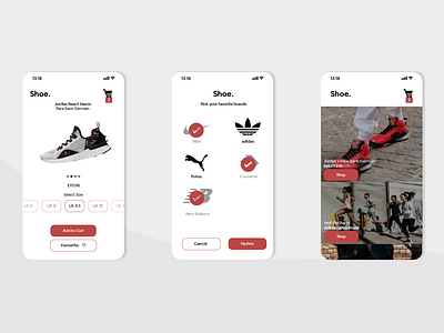 Concept Shoe store app design illustration mobile ui