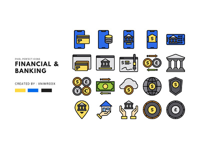 FINANCIAL & BANKING ICONS SET design graphic design icon vector