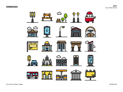 City icons set design graphic design icon vector