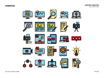 Content Creator Icons set design graphic design icon vector