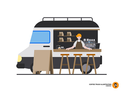 coffee truck illustrations graphic design illustration