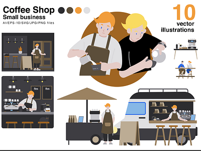 small business Coffee shop graphic design illustration vector