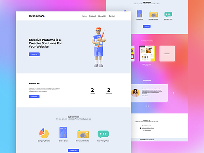 Creative Pratama 3d branding company profile design minimal personal branding ui ux website