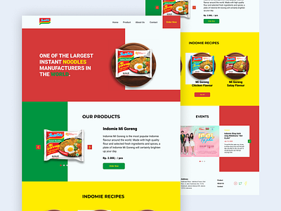 Indomie (Noodle) Website branding company profile design flat noodle noodles simple ui ux website