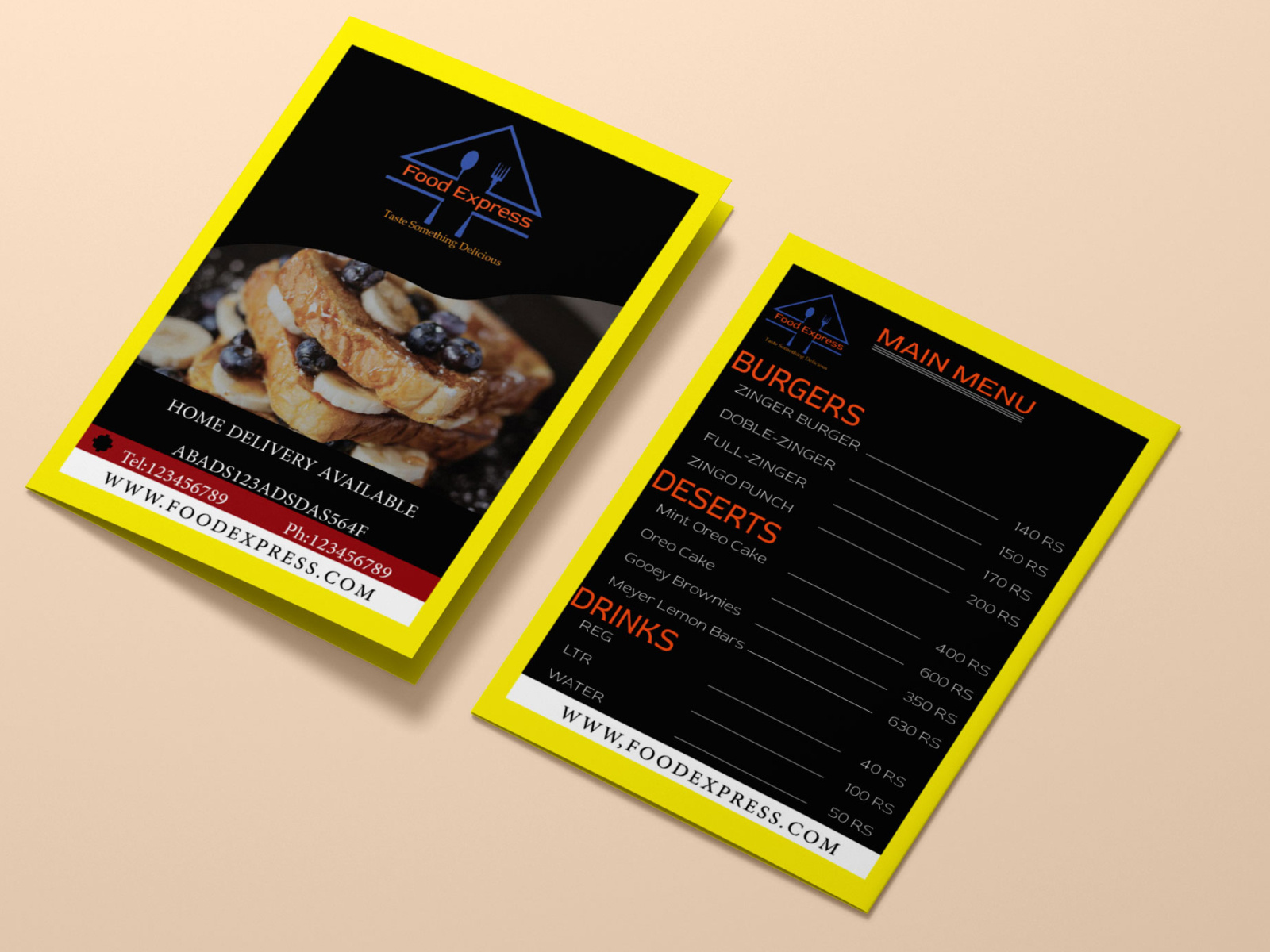 Food express Menu Card by Umer Nawab on Dribbble