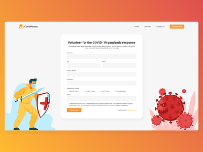 Sign Up | Daily UI 001 | Sign Up as a Volunteer covid covid 19 design ui ux volunteer volunteering web website website design website form