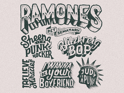 Ramones hand lettering lettering pointillism ramones typography