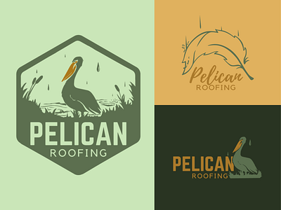 Pelican Roofing branding design digital illustration hand lettering logo procreate typography vector