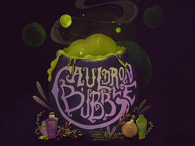 Cauldron Bubble halloween hand lettering handlettering illustration procreate spooky typography