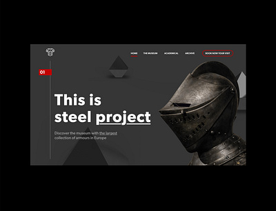 Steel project :: Landing Page 3d adobe dimension armour museum steel typography ui ux