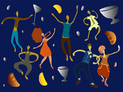 People are dancing artist black communication design grafica illustration people style vector white