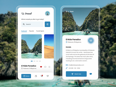 Travail :: Travel Mobile App blue mobile application mobile ui travel app travel concept ui design