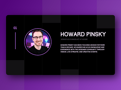 Homage - Howard Pinsky adobe xd concept design dark theme ui dark ui purple
