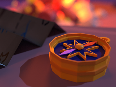 Night Camp | Compass 3d modeling blender3d camp campfire camping compass lowpoly map