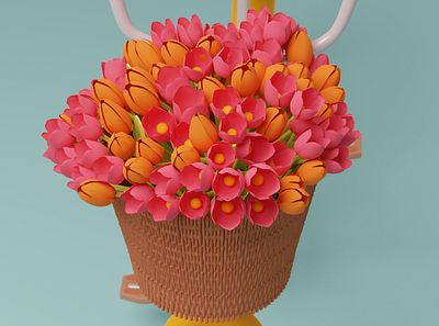 Tulips 🌷🌷🌷 3d 3d art 3d modeling amsterdam basket blender blender3d bouquet lowpoly netherlands summer tulip tulips