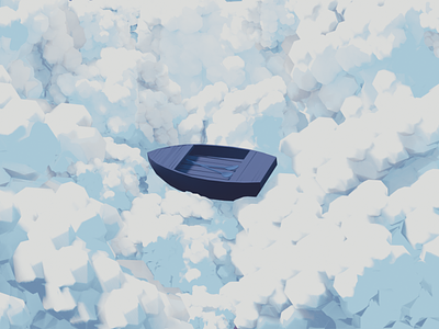 Boat☁️ 3d art 3d modeling blender blue boat cloud clouds illustration sky