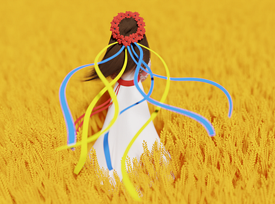 Ukraine 🇺🇦🌾🕊️ 3d art 3d modeling blender blender3d blue girl hope illustration lowpoly save ukraine stand for ukraine stand with ukraine stop war in ukraine ukraine vyshyvanka war wheat yellow