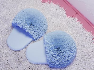 fluffy slippers☺️🍦 3d art 3d modeling bathroom blender blender3d carpet fluffy lowpoly slippers soft