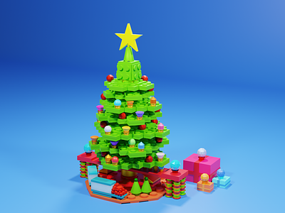 LEGO Christmas Tree 2020 trend 3d 3d art 3d modeling blender blender3d blender3dart christmas christmas tree fun gifts lego new year warmup xmas