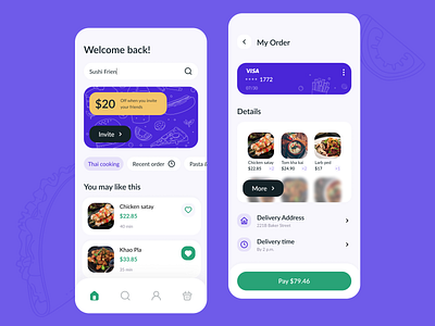 Uber Eats App Redesign black buttons delivery fastfood food delivery green button order order food purple accent redesign uber
