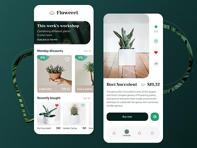 Potted Flower Shop big tab bar black button cactus fave button flowers app flowers sales heart button hind siliguri mobile app rating serif font tab bar yeseva one