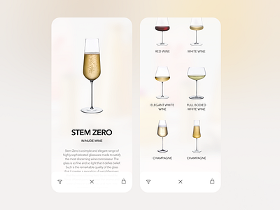 Nude Glass - Wine Collection app blur catalog clean collection glass minimal mobile mobile app nude glass product product collection sedef sedef dilek ui ux wine