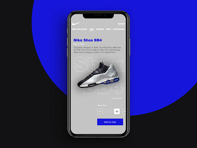 Nike - Ecommerce Mobile UI basketball blue dark design ecommerce grey mobile mobile ui nike product page shoe sneaker ui ux