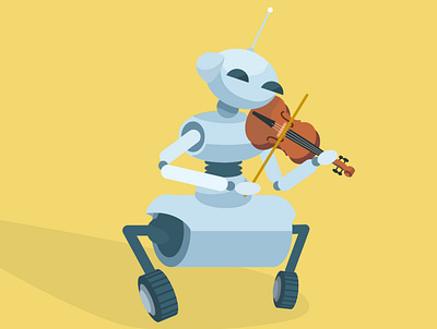 robot musician animation cute illustrator prostora robot technology