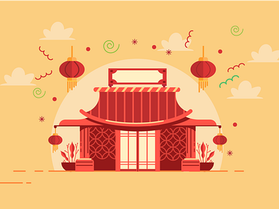 Pan Asian Restaurant animation asia asian food asian home flat flat illustration food house house illustration illustration infographic prostora vector illustration