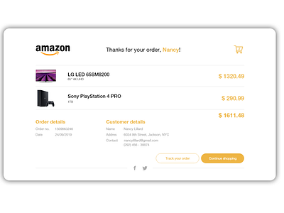 #DailyUI 017 Email Receipt dailyui design email email receipt order shop shopping ui webdesign website