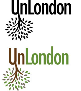 Unlondon logo brown futura green logo tree unlab unlondon