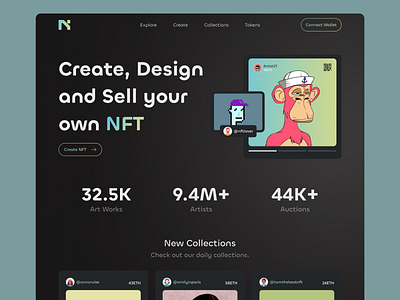 🙈 NFT website design branding crypto design hero inspire landing landing page nft ui ux website