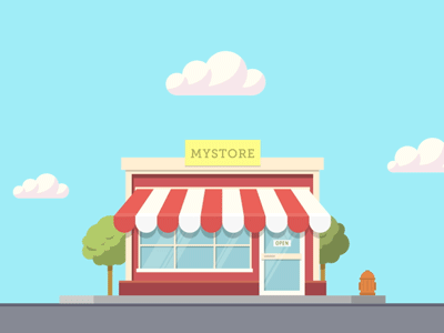 Corner Shop Animation 2d animation after effects animated gif animated gifs cartoon debut explainer video motion graphics shop store street vector illustrations