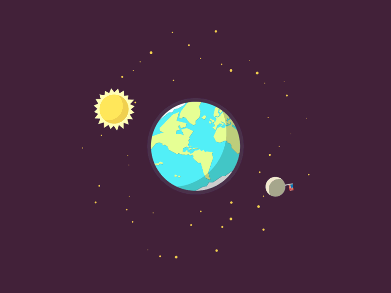 Right Person, Right Place, Right Time [GIF] 2d animation after effects animated gif earth illustration moon motion authors motion graphics shop store sun vector illustration