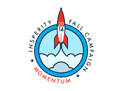 Momentum blast off branding logo outer space red white and blue rocket rocket launch space space ship