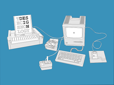 Technology + Design apple computer design floppy disk illustration joystick line art mac macintosh printer technology vintage