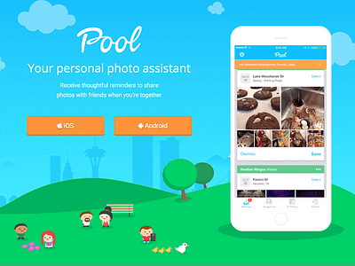 Pool - Your personal photo assistant android app assistant illustration iphone photo sharing web design