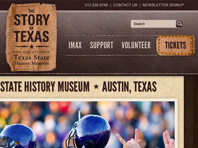 Unused Museum Website Design austin design history layout leather museum photoshop psd texas website