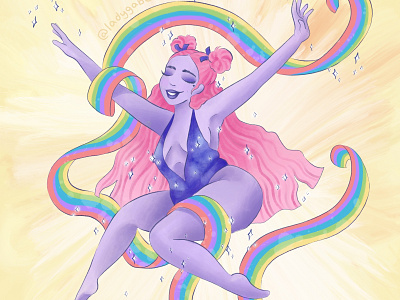 Feeling Myself body positive body positivity character design curvy empowering empowerment female character feminism pink hair pride procreate rainbow