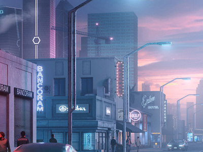 Film Festival Poster 3D Render 3d city cyberpunk film filmfestival neon rendering