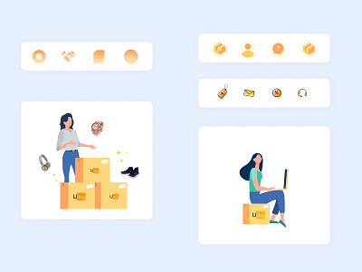 E-Commerce Icons e-commerce flat gradient icon iconogrpahy icons illustration lineart people perspective shopping ui ux vector web