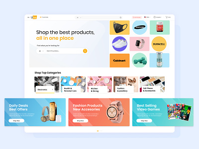 UBuy E-Commerce Home Page categories deals design e-commerce header marketplace search shop ui user experience user interface ux website