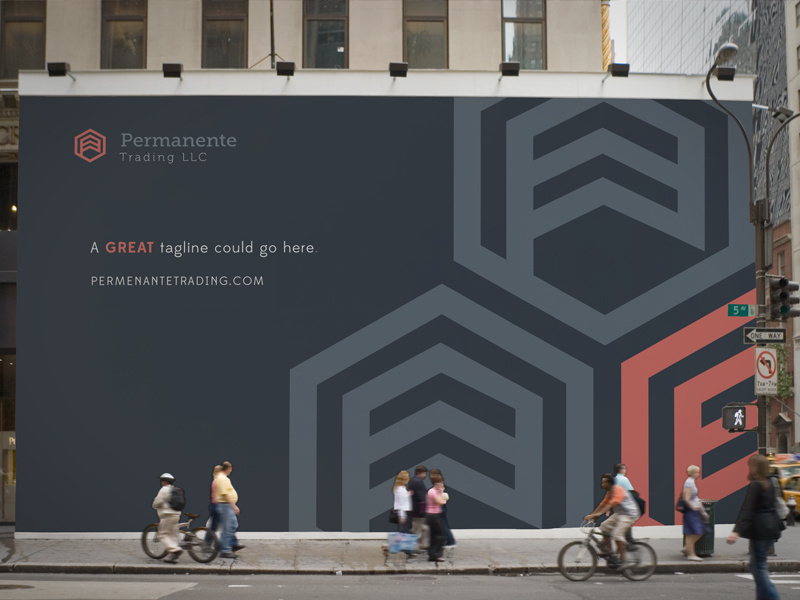 Permentante Trading LLC trading hexagon salmon branding logo